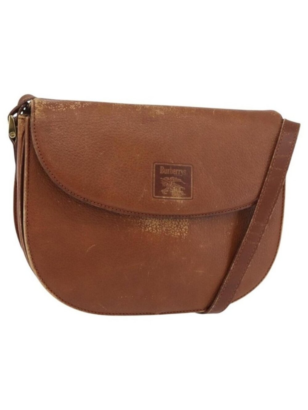 Authentic Burberrys Shoulder Bag Leather Brown gold
